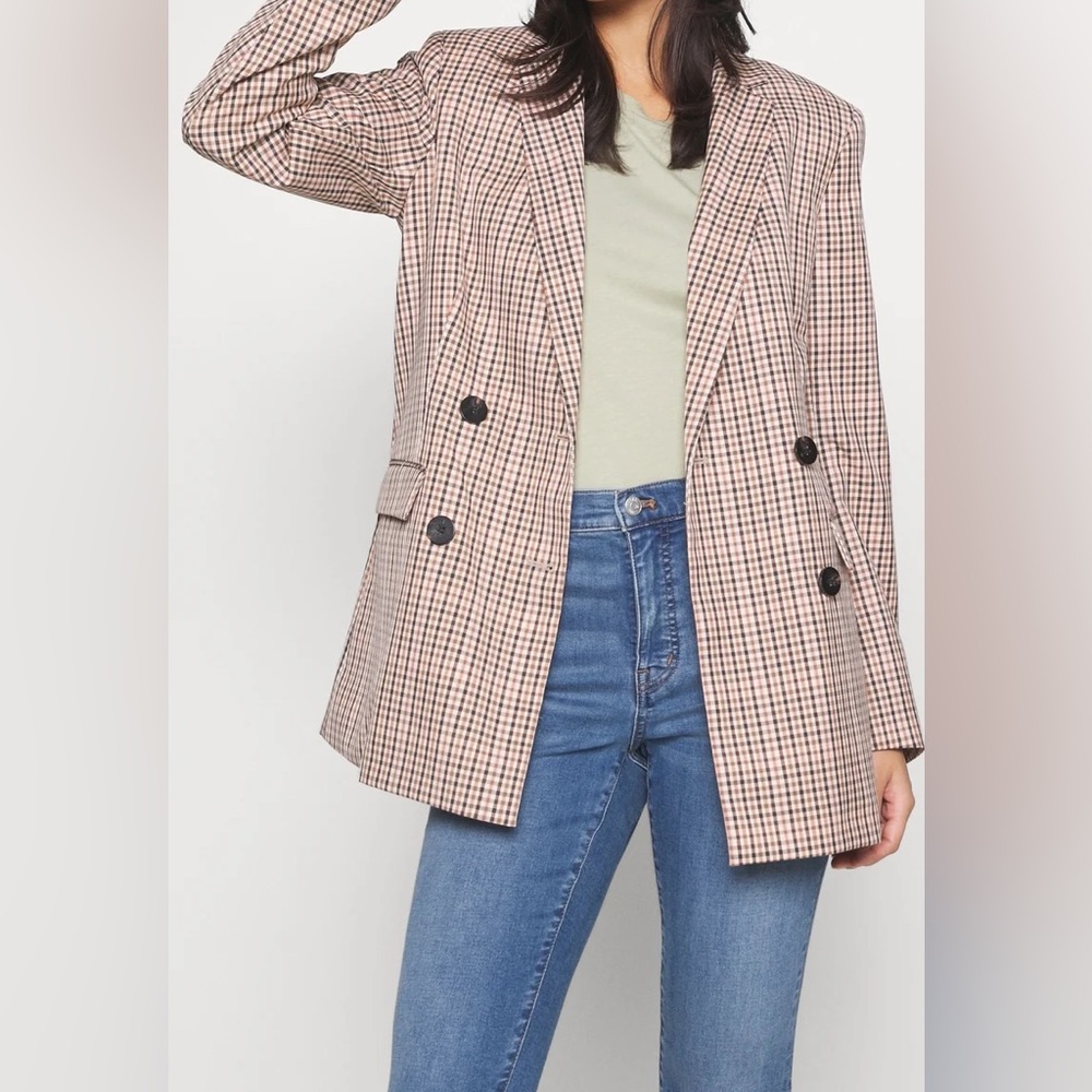 Rachel Zoe‎ Plaid Double-Breasted Blazer